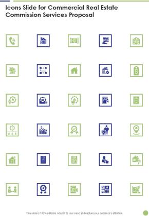 Icons Slide For Commercial Real Estate Commission Services Proposal One Pager Sample Example Document Slide01