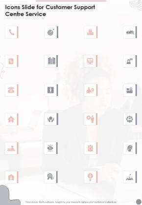 Icons Slide For Customer Support Centre Service One Pager Sample Example Document Slide01