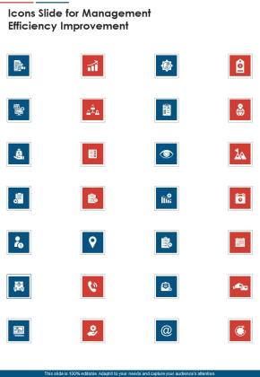 Icons Slide For Management Efficiency Improvement One Pager Sample Example Document Slide01