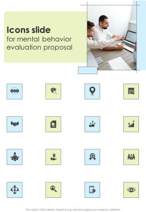 Icons Slide For Mental Behavior Evaluation Proposal One Pager Sample Example Document Slide01