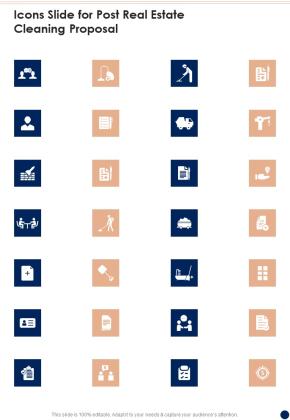 Icons Slide For Post Real Estate Cleaning Proposal One Pager Sample Example Document Slide01