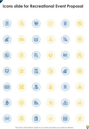 Icons Slide For Recreational Event Proposal One Pager Sample Example Document Slide01