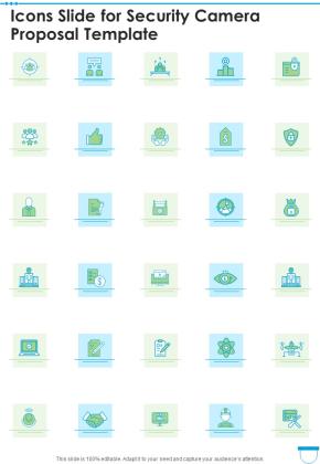 Icons Slide For Security Camera Proposal Template One Pager Sample Example Document Slide01