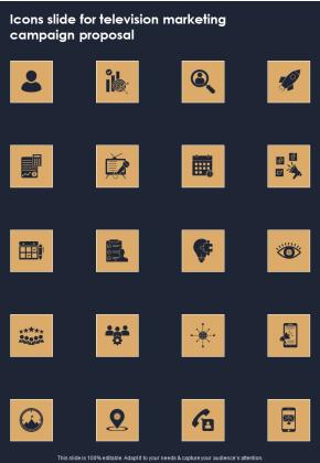 Icons Slide For Television Marketing Campaign Proposal One Pager Sample Example Document Slide01