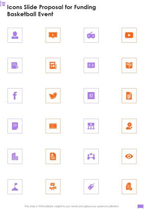 Icons Slide Proposal For Funding Basketball Event One Pager Sample Example Document Slide01