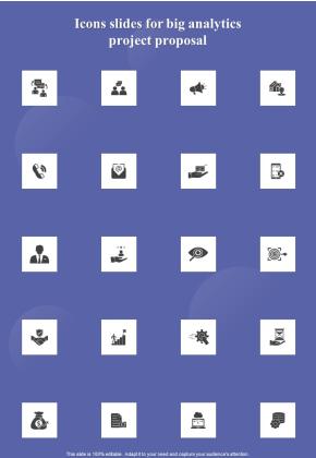 Icons Slides For Big Analytics Project Proposal One Pager Sample Example Document Slide01