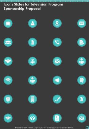 Icons Slides For Television Program Sponsorship Proposal One Pager Sample Example Document Slide01