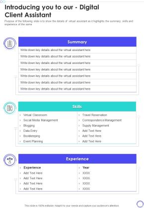 Introducing You To Our Digital Client Assistant One Pager Sample Example Document Slide01