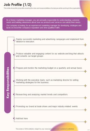 Job Vacancy Proposal Job Profile One Pager Sample Example Document Slide01