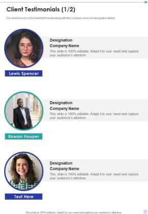 Market Survey Solutions Proposal Client Testimonials One Pager Sample Example Document Slide01
