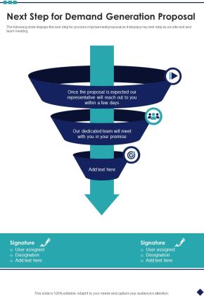 Next Step For Demand Generation Proposal One Pager Sample Example Document Slide01