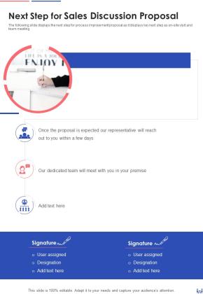 Next Step For Sales Discussion Proposal One Pager Sample Example Document Slide01