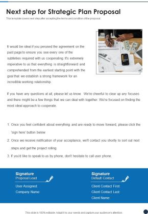 Next Step For Strategic Plan Proposal One Pager Sample Example Document Slide01