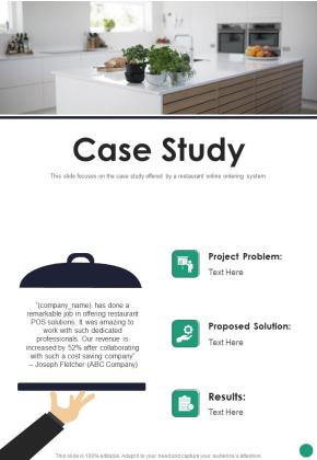 Online Food Ordering Website Project Proposal For Restaurants Case Study One Pager Sample Example Document Slide01