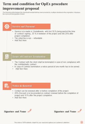 Opex Procedure Improvement Proposal Example Document Report Doc Pdf Ppt Example Document Report Doc Pdf Ppt Slide13