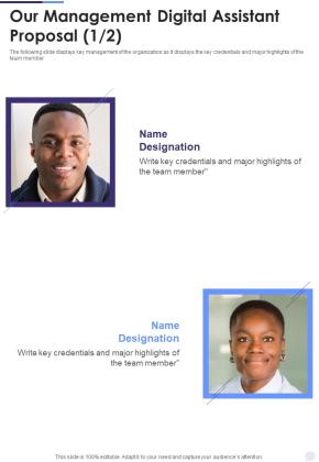 Our Management Digital Assistant Proposal One Pager Sample Example Document Slide01