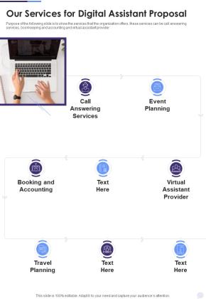 Our Services For Digital Assistant Proposal One Pager Sample Example Document Slide01