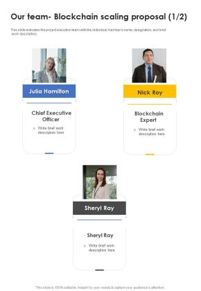 Our Team Blockchain Scaling Proposal One Pager Sample Example Document Slide01