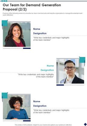 Our Team For Demand Generation Proposal One Pager Sample Example Document Slide02