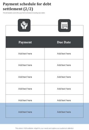 Payment Schedule For Debt Settlement One Pager Sample Example Document Slide02