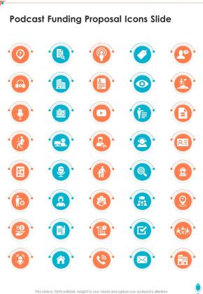 Podcast Funding Proposal Icons Slide One Pager Sample Example Document Slide01