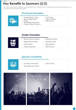 Professional Musician Proposal Key Benefits To Sponsors One Pager Sample Example Document Slide02