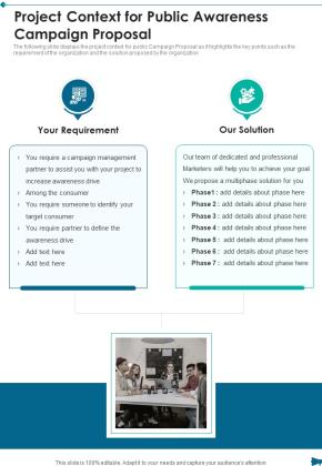 Project Context For Public Awareness Campaign Proposal One Pager Sample Example Document Slide02