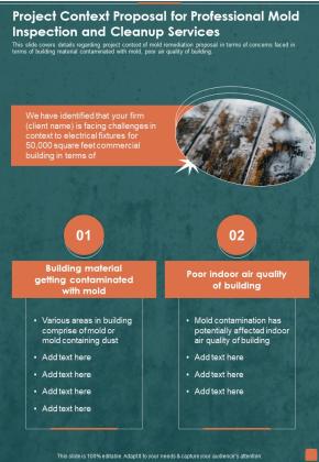 Project Context Proposal For Professional Mold Inspection And Cleanup Services One Pager Sample Example Document Slide01