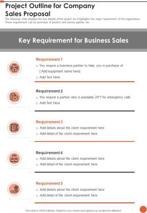 Project Outline For Company Sales Proposal One Pager Sample Example Document Slide01