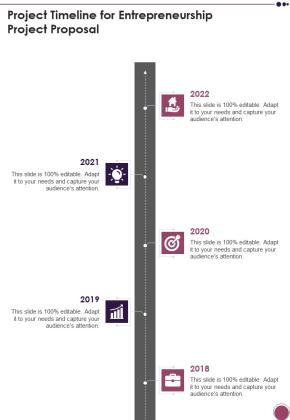 Project Timeline For Entrepreneurship Project Proposal One Pager Sample Example Document Slide01