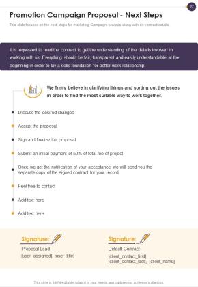 Promotion Campaign Proposal Example Document Report Doc Pdf Ppt Slide27
