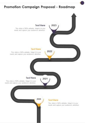Promotion Campaign Proposal Roadmap One Pager Sample Example Document Slide01