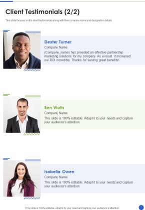 Proposal For Cross Promotion Strategy Client Testimonials One Pager Sample Example Document Slide02