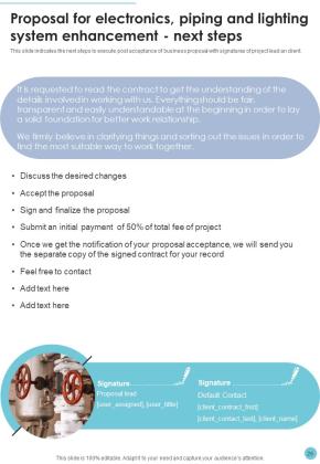 Proposal For Electronics Piping And Lighting System Enhancement Example Document Report Doc Pdf Ppt Slide26