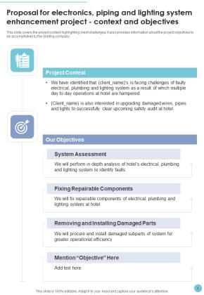 Proposal For Electronics Piping And Lighting System Enhancement Example Document Report Doc Pdf Ppt Slide05