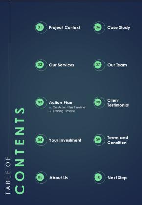 Proposal For Enterprise Security System Table Of Contents One Pager Sample Example Document Slide01