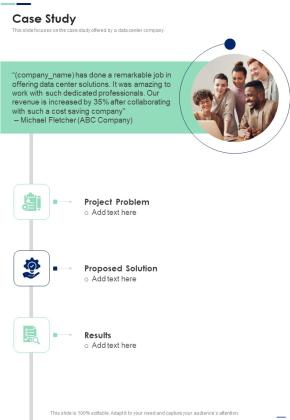 Proposal For Information Processing Facility Services Case Study One Pager Sample Example Document Slide01