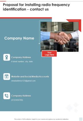 Proposal For Installing Radio Frequency Identification Contact Us One Pager Sample Example Document Slide01