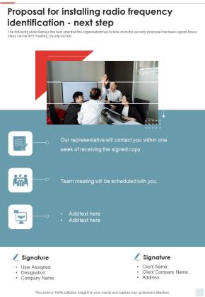 Proposal For Installing Radio Frequency Identification Next Step One Pager Sample Example Document Slide01