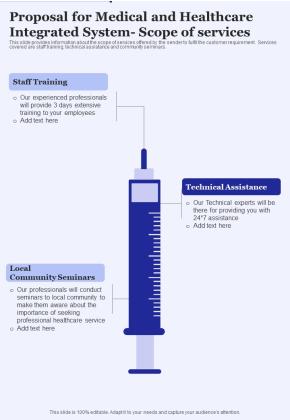 Proposal For Medical Healthcare Integrated System Scope Of Services One Pager Sample Example Document Slide01