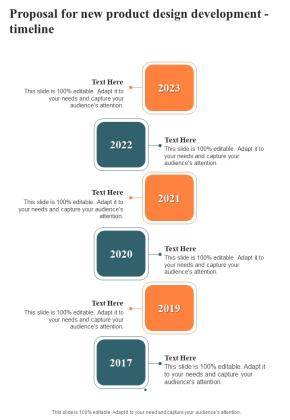Proposal For New Product Design Development Timeline One Pager Sample Example Document Slide01