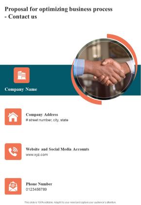 Proposal For Optimizing Business Process Contact Us One Pager Sample Example Document Slide01