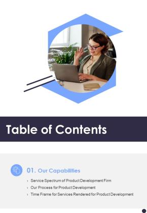 Proposal For Product Growth Table Of Contents One Pager Sample Example Document Slide01
