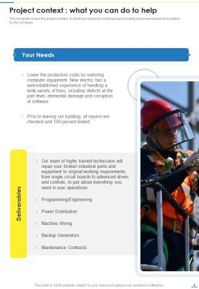 Proposal For Professional Electrical Contract Services Tender Example Document Report Doc Pdf Ppt Slide04