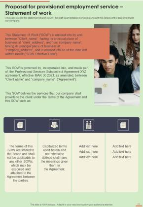 Proposal For Provisional Employment Service Example Document Report Doc Pdf Ppt Slide23