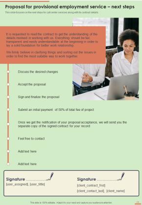 Proposal For Provisional Employment Service Example Document Report Doc Pdf Ppt Slide26