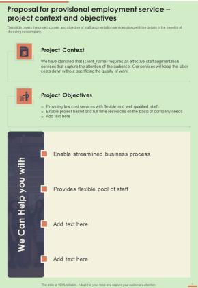 Proposal For Provisional Employment Service Example Document Report Doc Pdf Ppt Slide05