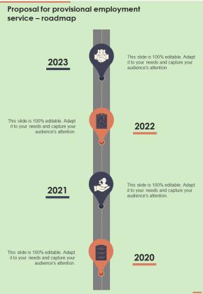 Proposal For Provisional Employment Service Roadmap One Pager Sample Example Document Slide01