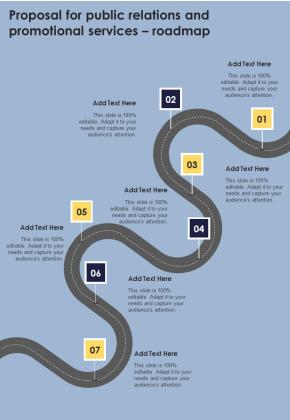 Proposal For Public Relations And Promotional Services Roadmap One Pager Sample Example Document Slide01