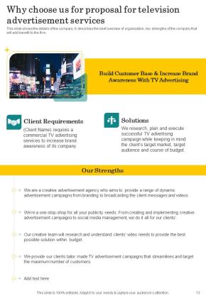 Proposal For Television Advertisement Services Example Document Report Doc Pdf Ppt Slide13